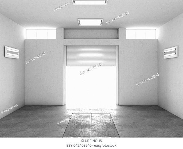 Interior of an empty garage. 3d illustration