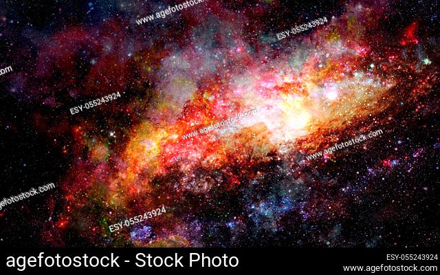 The explosion supernova. Bright Star Nebula. Distant galaxy. New Year fireworks. Abstract image. Elements of this image furnished by NASA