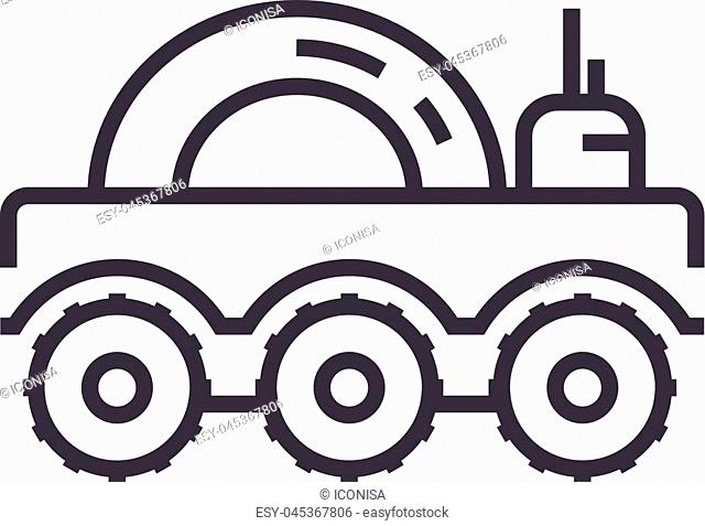 lunar vehicle vector line icon, sign, illustration on white background, editable strokes