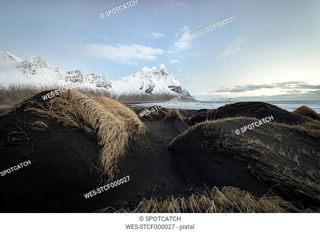 Iceland, Black sandy beach of Stokksnes
