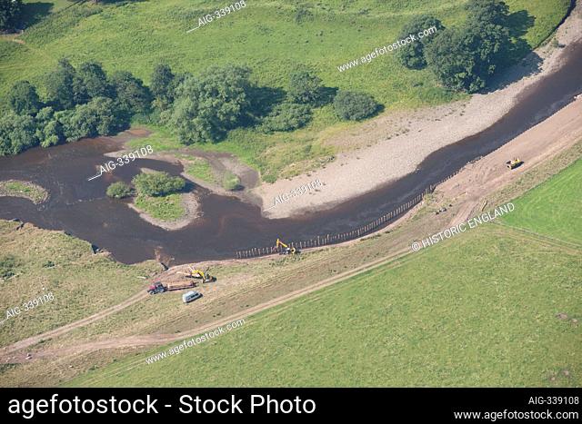 River Ure restoration near Jervaulx Abbey, North Yorkshire, 2014. Aerial view