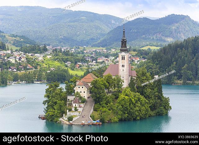 Bled, Upper Carniola, Slovenia. Church of the Assumption on Bled Island