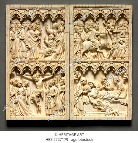 Diptych with Scenes from the Life of Christ (left wing: Raising of Lazarus and Crucifixion)?, c. 135 Creator: Unknown