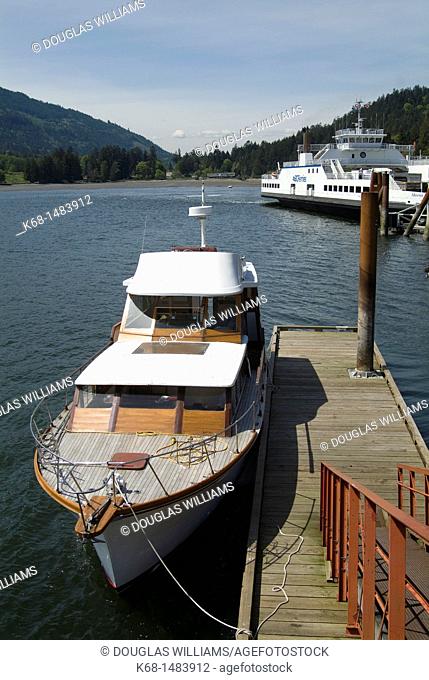 Boat at a dock on Salt Spring Island, British Columbia, Canada