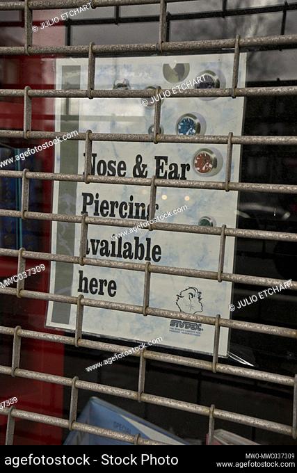 Shops, clubs & pubs in the world famous Camden Market closed, with some for sale and to let due to lockdown to prevent the spread of the Coronavirus pandemic in...