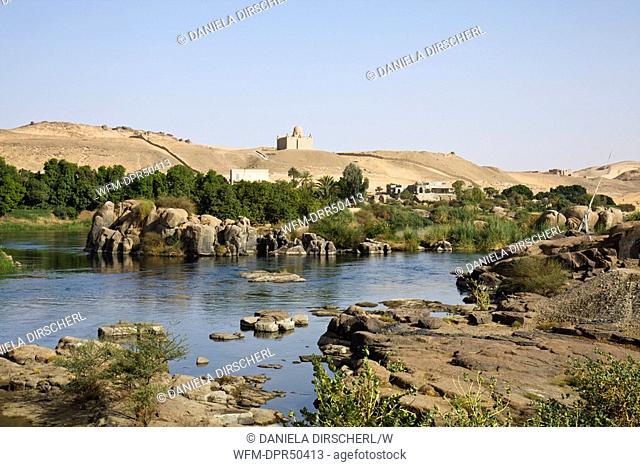 Mausoleum of Aga Khan over Nile Cataract Landscape, Aswan, Egypt