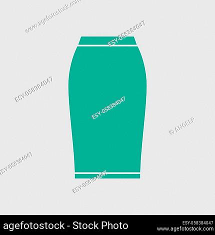 Business Pencil Skirt Icon. Green on Gray Background. Vector Illustration