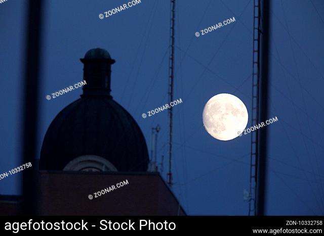 Full Moon and City Hall dome Moose Jaw