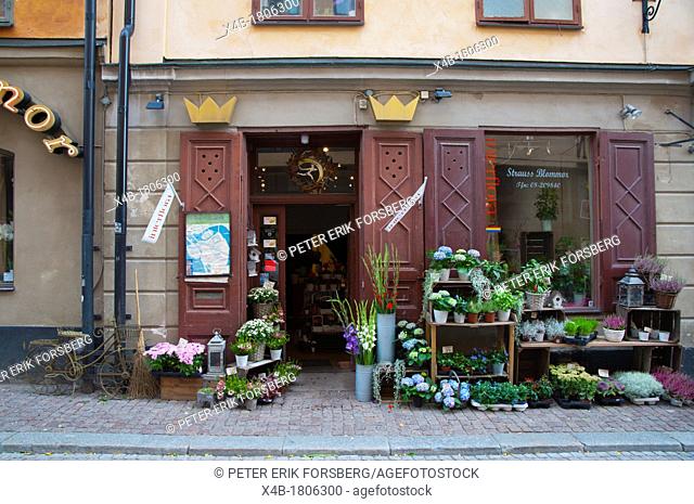 Flower shop Gamla Stan the old town Stockholm Sweden Europe