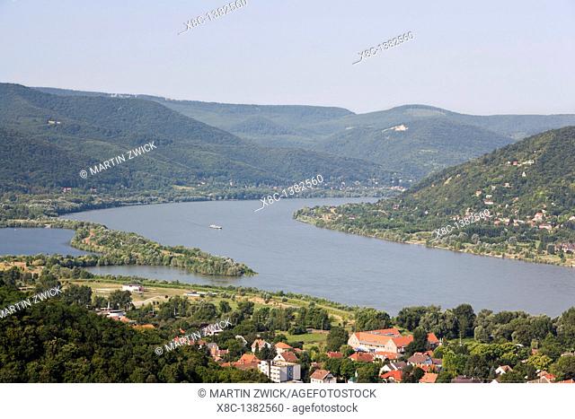 The bend of river Danube near Visegrad  The valley of the Danube is cutting through the hills of the western carpathian mountains in the north and the Pilis...