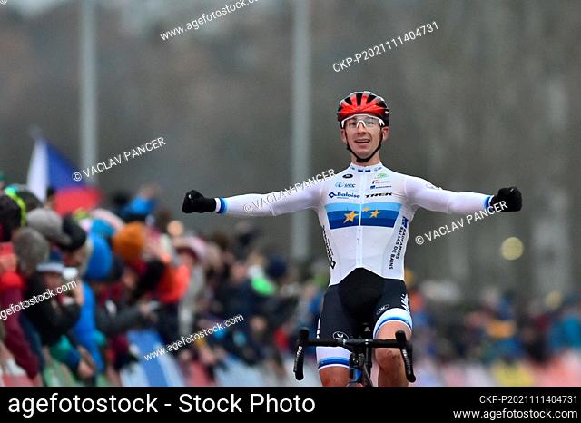 Lars van der Haar (Netherlands) wins in men's elite category race of the UCI Cyclo-cross World Cup, on November 14, 2021, in Tabor, Czech Republic