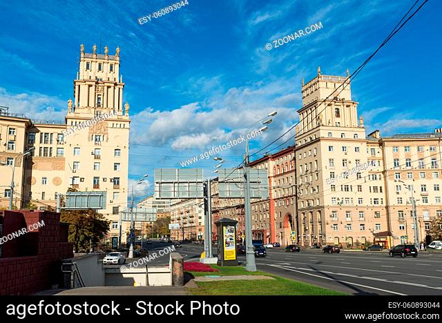 Moscow, Russia-October 01.2016. Famous historic houses number 30 and 37a on a Leninsky Prospekt