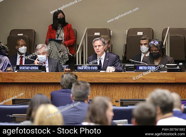 United Nations, New York, USA, May 18, 2022 - Secretary-General Antonio Guterres and Antony J. Blinken, Secretary of State of the United States of America...