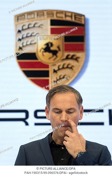 15 March 2019, Baden-Wuerttemberg, Stuttgart: Oliver Blume, CEO of Porsche AG, attends the company's balance sheet press conference