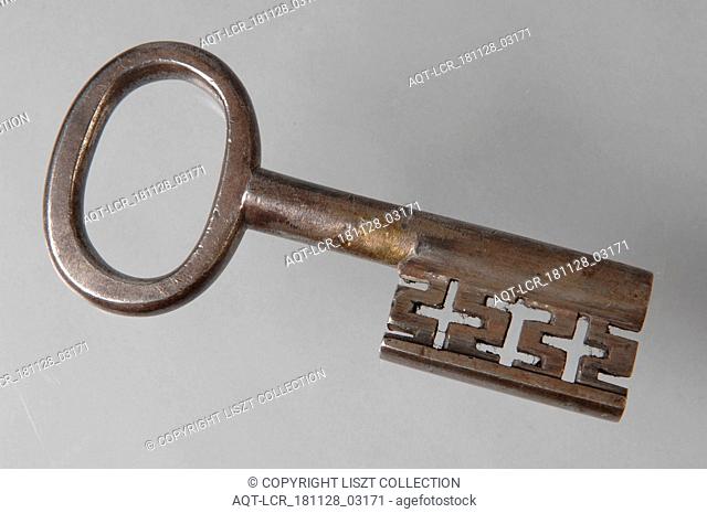 Iron key with oval eye, hollow key handle and cruciform beards in beard, key iron value iron, hand forged Key with oval eye (handle) hollow key handle...
