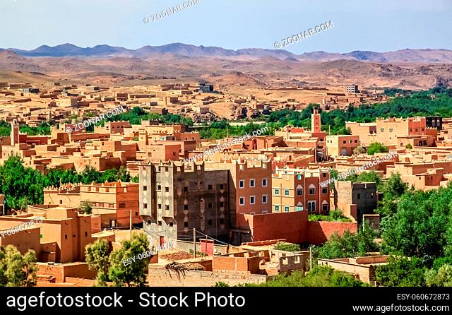 Moroccan city in the beautiful Rose Valley ( Vallee des Roses ), near Ouarzazate, Morocco