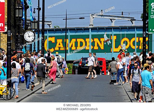 UK, London, people visiting the Camden Market at the Camden Lock
