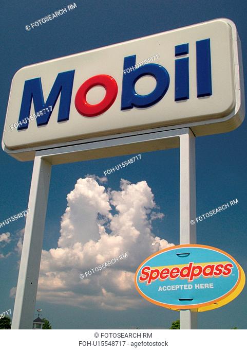 Mobil Gas Station, sign, logo, Speedpass