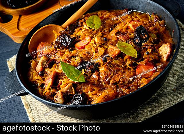 A real Polish 'Bigos, 'after an old recipe with dried plums and wine