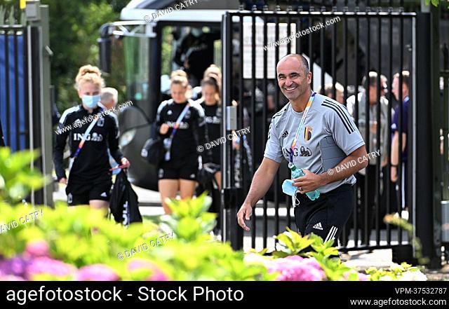 Roberto Martinez , head coach of the Belgian male national team pictured during a training session of the Belgium's national women's soccer team the Red Flames