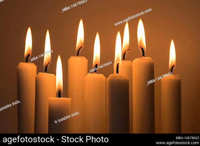 burning candles, warm light