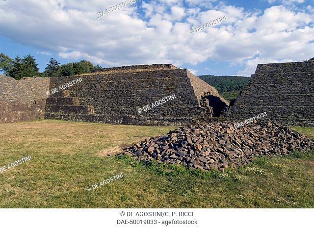 Circular stone mound (Yacatas), Tzintzuntzan on Lake Patzcuaro, Purepecha city, State of Michoacan, Mexico