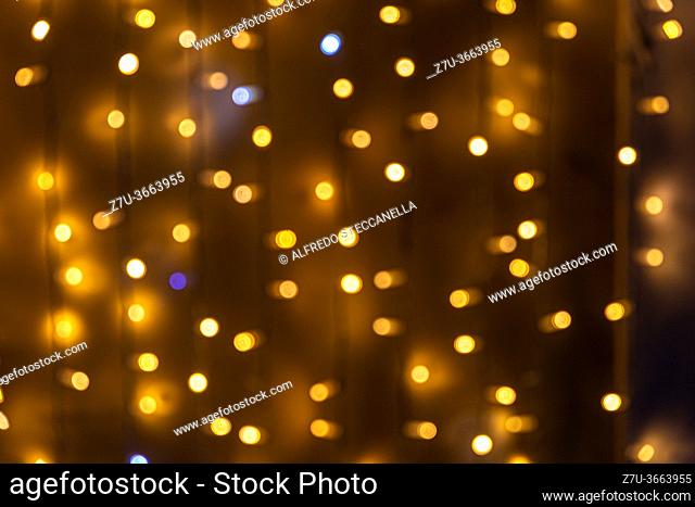 Defocused selected christmas glittering lights