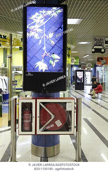 TV screens, IPTV (Internet Protocol Television), shopping mall, San Sebastian, Guipuzcoa, Basque Country, Spain