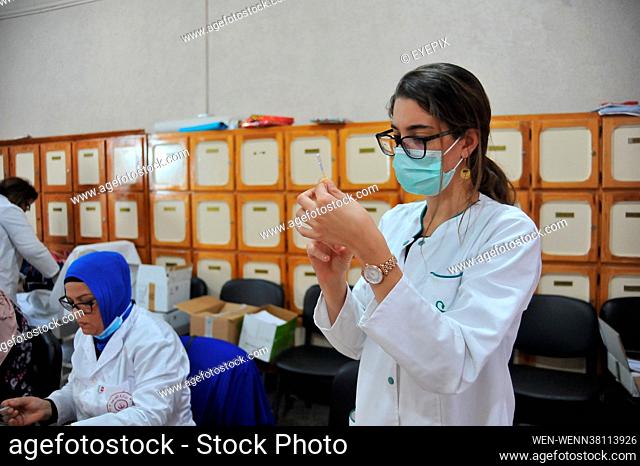 Doses of Pfizer-BioNTech are given on 29th August 2021 in Bizerte, Tunisia during a mass campaign to vaccinate people against Covid-19 disease and reduce risk...