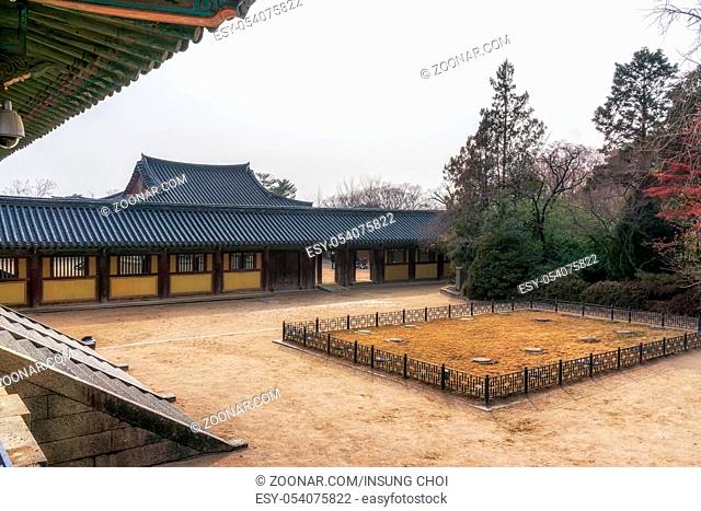 bubphwajeonji courtyard in bulguksa temple in gyeongju south korea