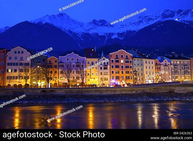 River Inn, Karwendel Mountains, Mariahilf district, Innsbruck, Tyrol, Austria, Europe
