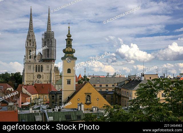 Views & cathedral of the Assumption of the Blessed Virgin Mary, Zagreb, Croatia