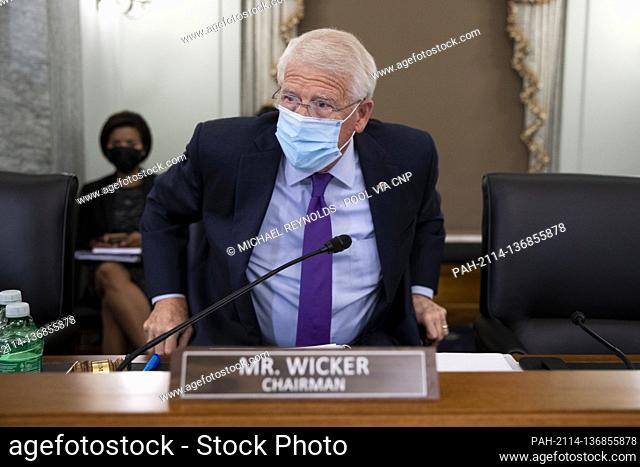 United States Senator Roger Wicker (Republican of Mississippi), Chairman, US Senate Committee on Commerce, Science, & Transportation attends the Senate Commerce