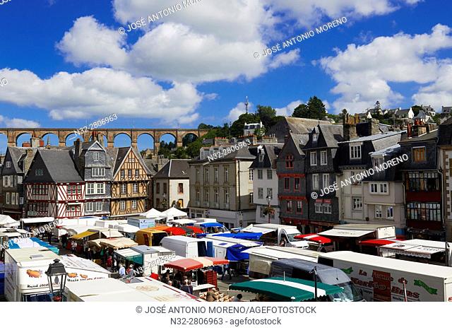 Morlaix, Half Timbered Houses, Old Town, Bretagne, Brittany, Finistere, France, Europe