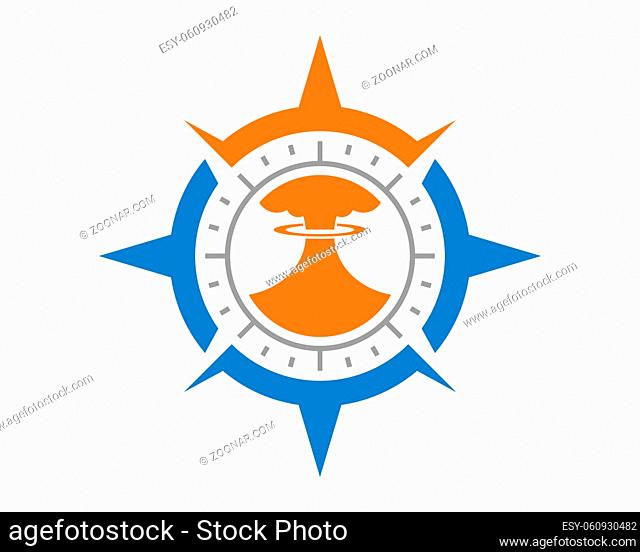 Compass navigation with volcano inside