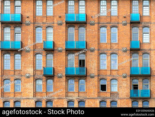 frontal shot of a house facade seen in Hamburg