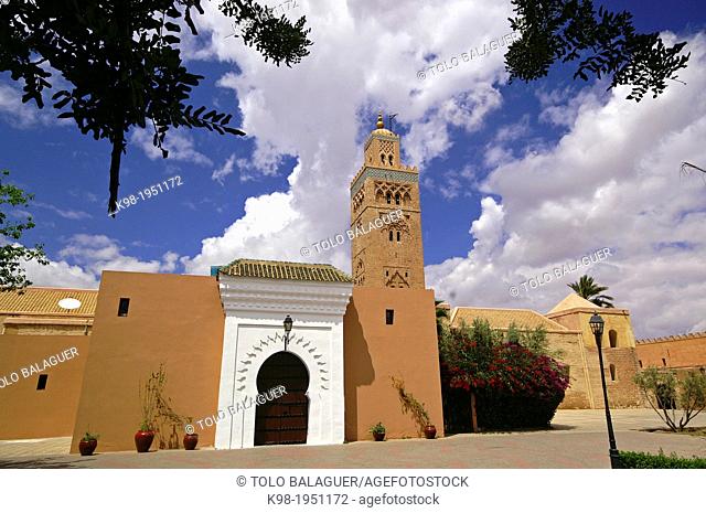 Mosque and minaret of the Koutoubia XII century. Marrakech. Morocco. Maghreb. Africa