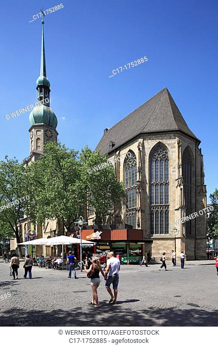 Germany, Dortmund, Ruhr area, Westphalia, North Rhine-Westphalia, NRW, Willy Brandt square, Ostenhellweg, Reinoldi church, evangelic church, Romanesque style