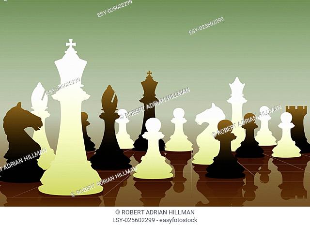 Editable vector illustration of chess pieces in a game