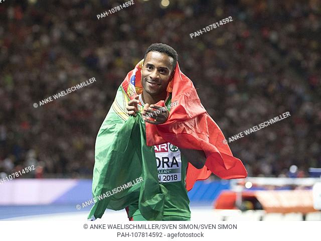 jubilation winner Nelson EVORA (POR / 1st place). Final triple jump of the men, on 12.08.2018 European Athletics Championships 2018 in Berlin / Germany from 06