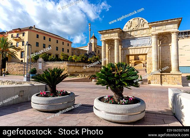 Cordoba, Spain - 30 January, 2021: view of the Plaza del Triunfo Square in the old city center of Cordoba