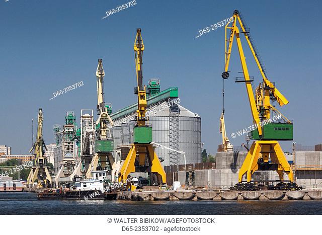 Romania, Black Sea Coast, Constanta, Constanta Port, cargo cranes