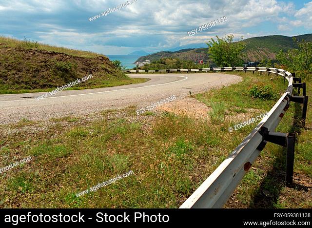 Road on the coast of the Black Sea of the Crimean peninsula