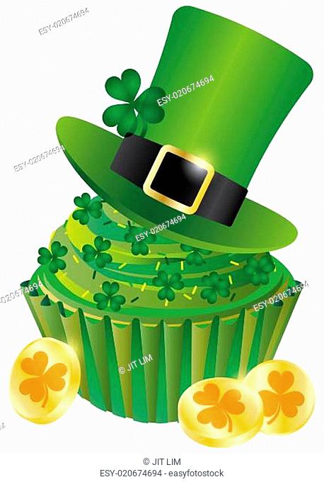 St Patricks Day Leprechaun Hat Cupcake Illustration