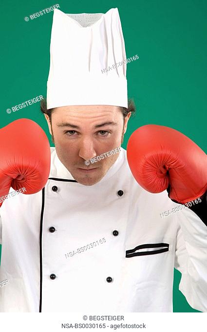 cook with boxing gloves
