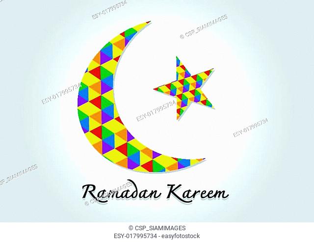 Ramadan Kareem Colorful moon and star for holy month of muslim