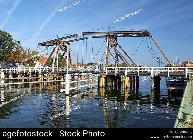 Bascule bridge in Greifswald, Wiek, Mecklenburg-Vorpommern, Germany
