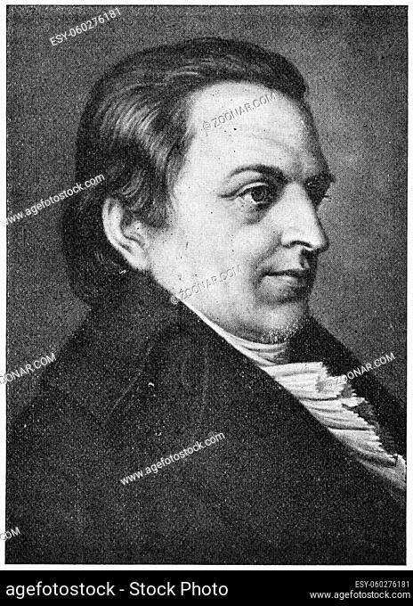 Portrait of Johann Gottlieb Fichte - a German philosopher who became a founding figure of the philosophical movement known as German idealism