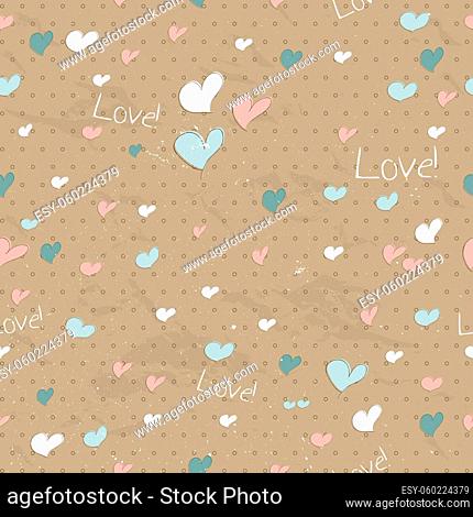 Vintage seamless texture with hearts. Vector illustration EPS8