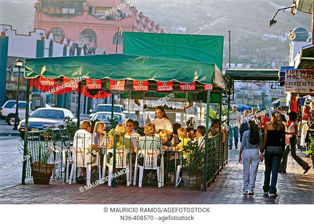 Breakfast time in Ensenada's main street, Baja California, Mexico